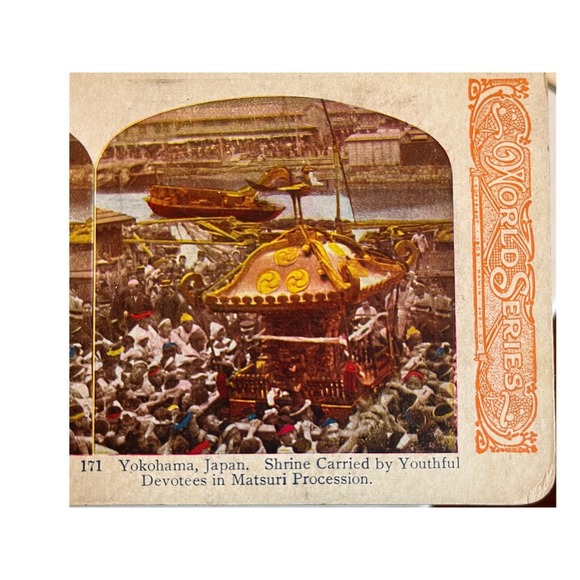Atq Stereoscope Photo Card Hand Colored B&W World Series No 171 Yokohama Japan - Picture 2 of 4